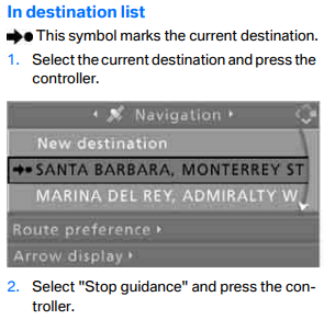 In destination list